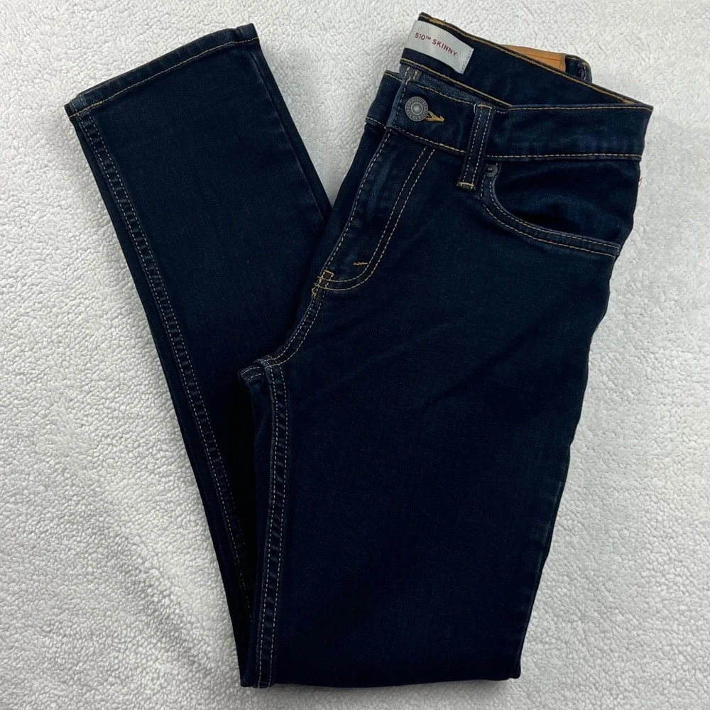 Levi Strauss & Co 510‎ Skinny Dark Wash Denim Jeans Boy's Size 14 Reg W27 L27